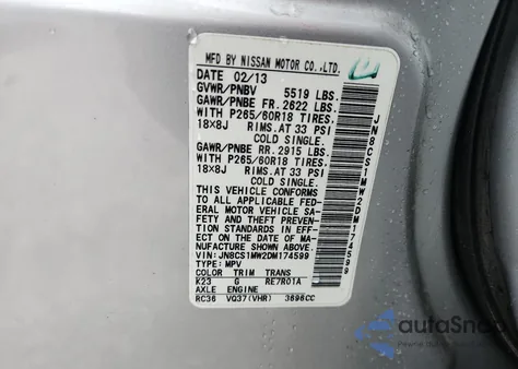 2013 Infiniti Fx37 from USA, damaged, VIN JN8CS1MW2DM174599